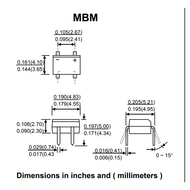 Diode cầu MB10M 1000V 1A chân cắm chính hãng