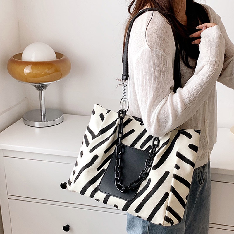 IELGY Túi Đeo Vai Vải canvas Cỡ Lớn In Họa Tiết Ngựa Vằn Thời Trang Cho Nữ