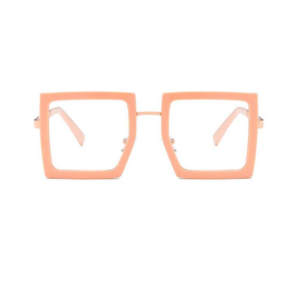 Mắt Kính Gọng Kim Loại Dày Chống Bức Xạ Màu Hồng Thời Trang Cho Nữ