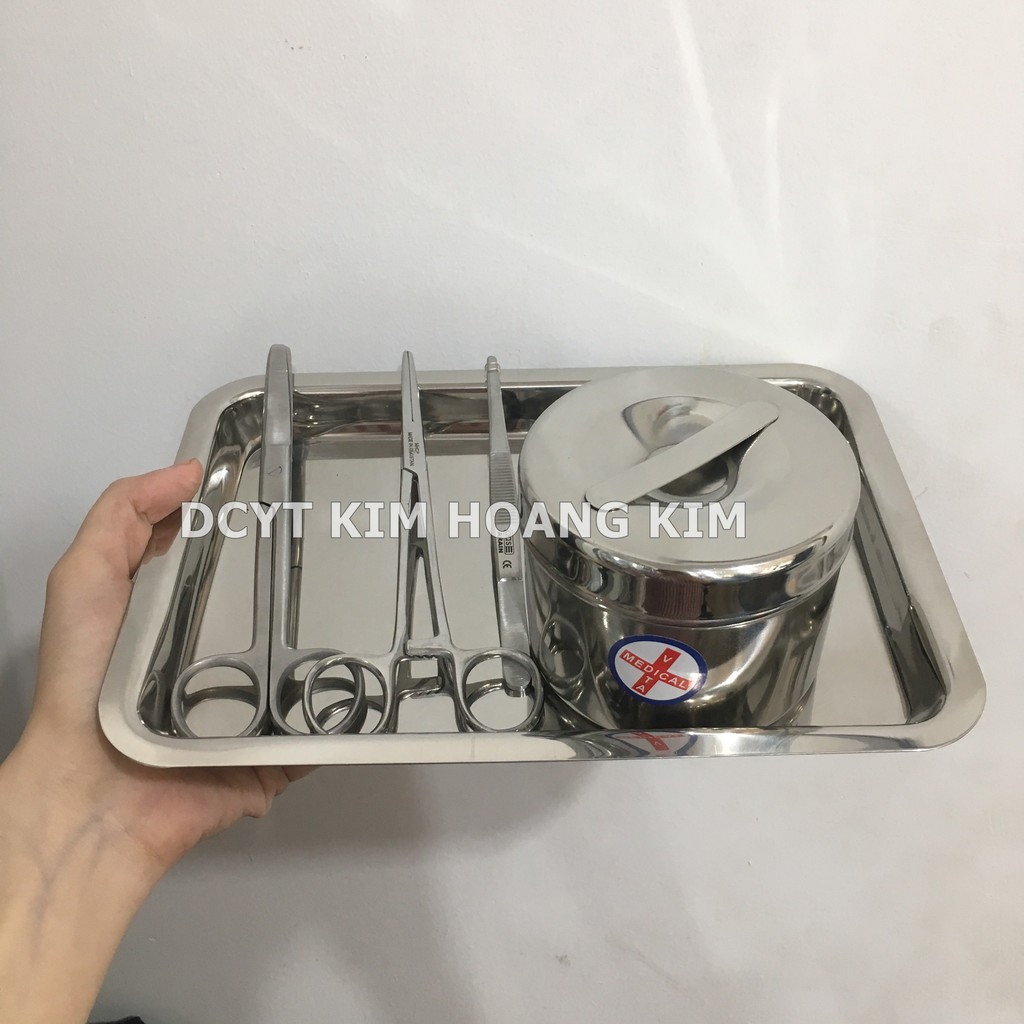 Bộ dụng cụ y tế gia đình cơ bản (dụng cụ sơ cứu inox) KHAY1723,N14,K16,P16, HGD7.5