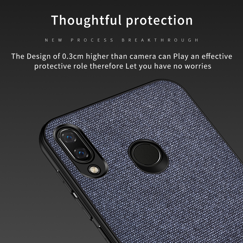 Xiaomi Redmi Note 7 Fabric +PU Leather Soft Hybrid Case Cover High Quality Cavans fabric