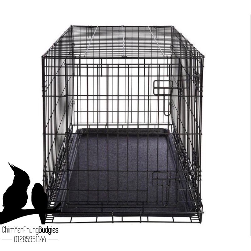 Lồng thú cưng gấp gọn sơn tĩnh điện (60x42x50) có máng phân. [SG-giao hoả tốc 2h]