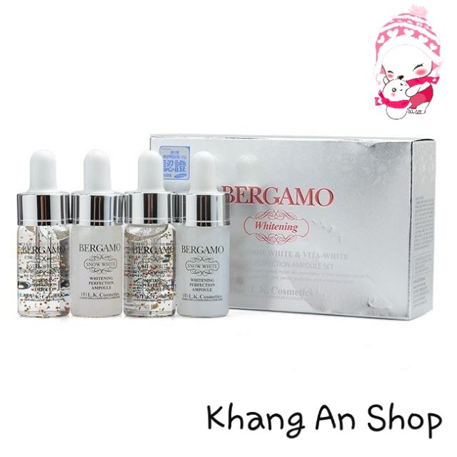 Set 4 chai serum trắng da BERGAMO Whitening