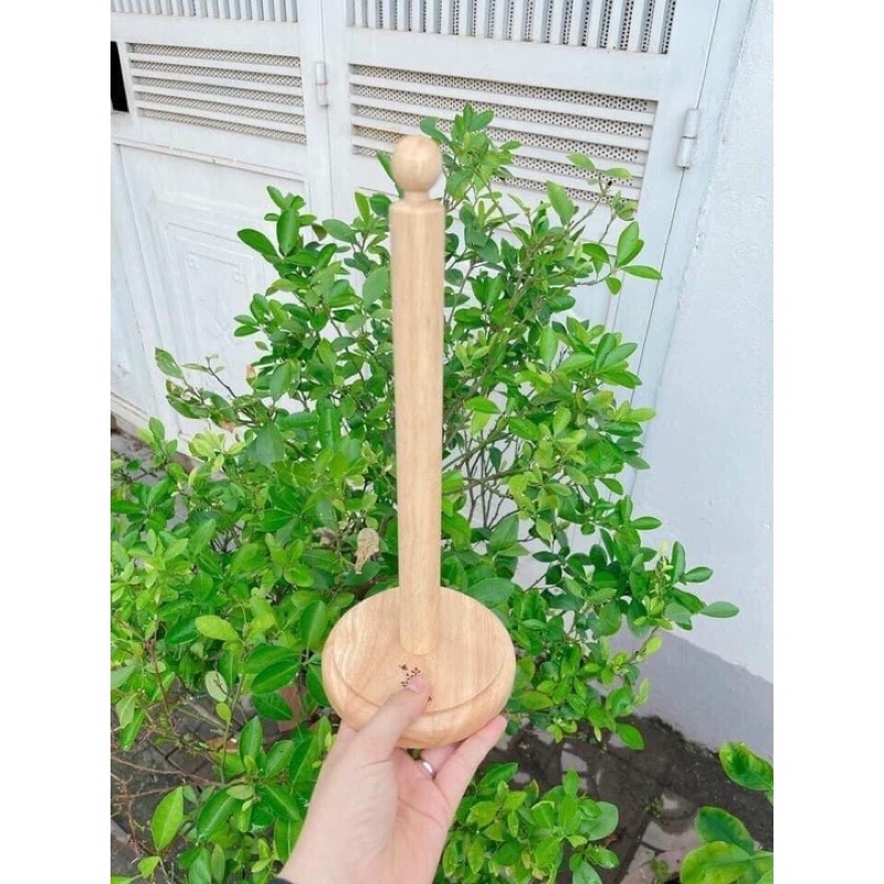 Giá cắm cuộn giấy vệ sinh, khăn giấy lau bếp bằng gỗ sang trọng - Đế cắm cuộn giấy bằng gỗ cao su cao cấp decor bàn ăn