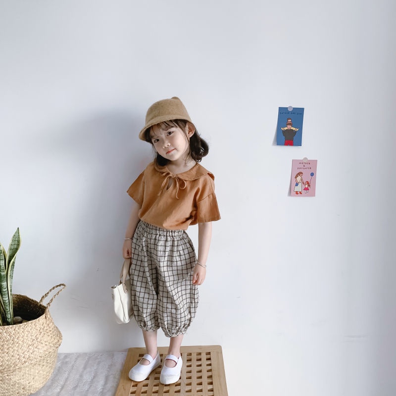 Set Áo Thun Tay Ngắn Và Quần short Vải Lanh cotton Thời Trang Hè 2022 Cho Bé Gái