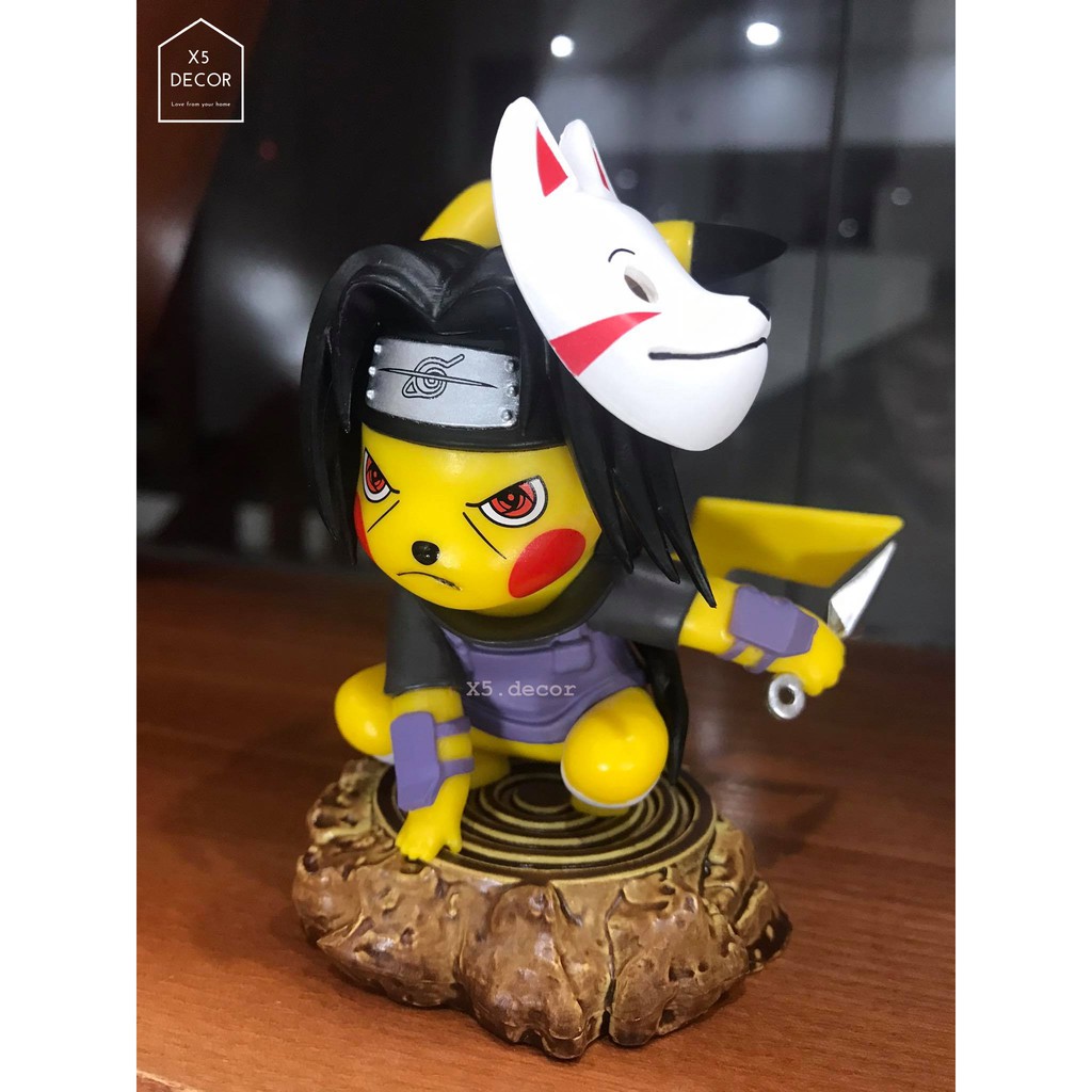 Mô hình trang trí bàn làm việc PVC cao cấp loại 1 - Fullbox hộp màu, Pikachu Naruto, Obito, Sasuke, Itachi