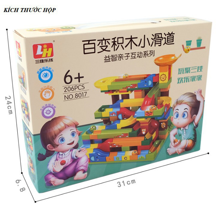 Mô hình tháp lăn bi gồm 206 chi tiết bằng nhựa cao cấp đồ chơi trẻ em
