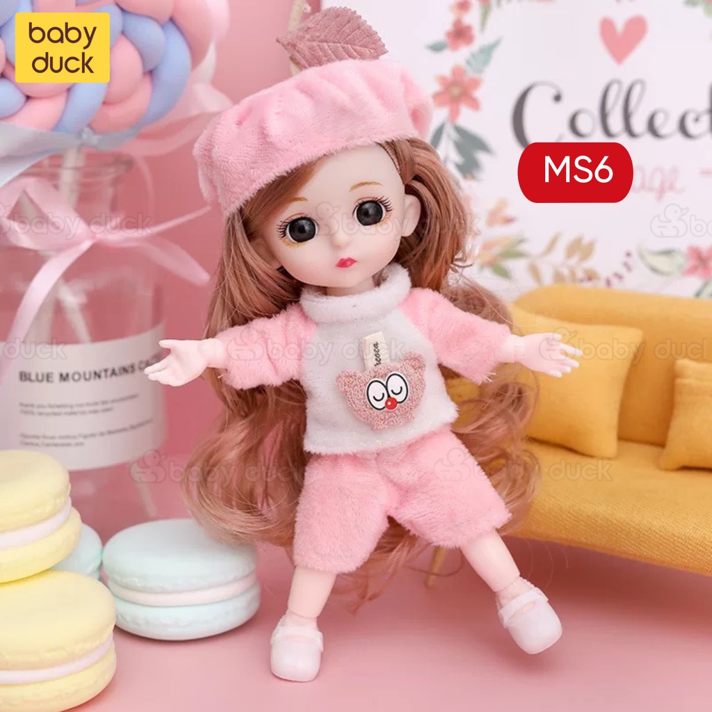 Búp bê cho bé gái dài 17cm cực kì dễ thương, đồ chơi búp bê barbie trẻ em