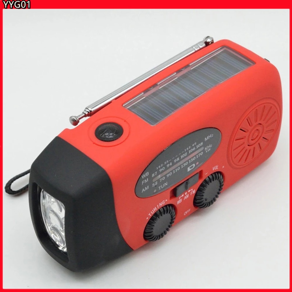 Radio Cầm Tay Có Đèn Pin AM / FM Năng Lượng Mặt Trời Di Động Tiện Dụng
