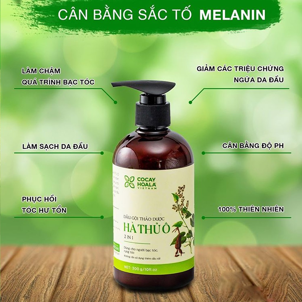 Dầu Gội Thảo Dược Hà Thủ Ô 2in1 Giảm Rụng Tóc, Bạc Tóc Cocayhoala 300g