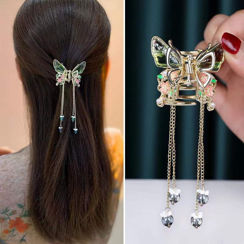 Kẹp tóc tua rua Haimeikang đính ngọc trai giả hình hoa và bướm thời trang hàn quốc chất lượng cao cho nữ