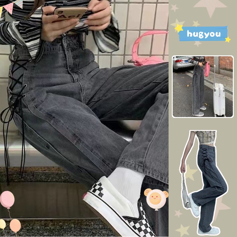 Quần jean ống rộng dáng suông phong cách thời trang cá tính