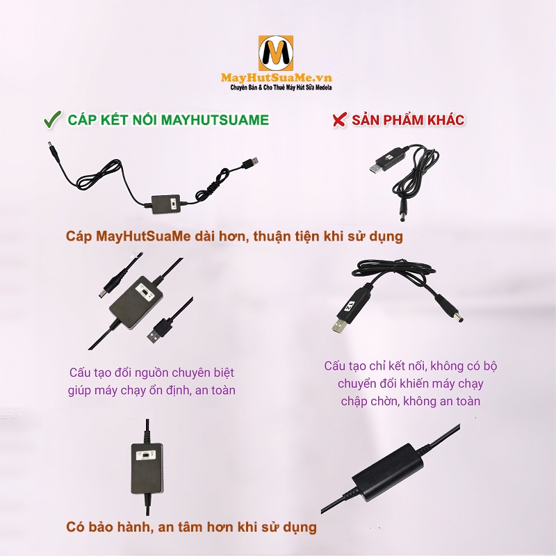 Cáp kết nối máy hút sữa và pin sạc dự phòng - Bảo hành 30 ngày - dùng cho máy hút sữa Pump, MaxFlow, Freestyle, Sonata..