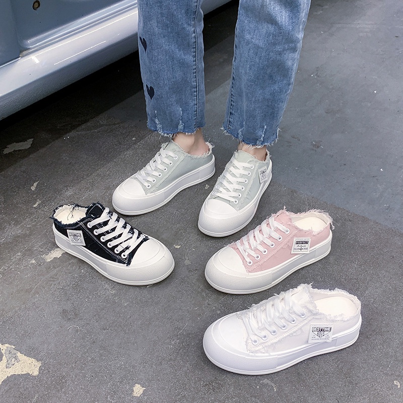 Giày sục thể thao nữ độn đế Hàn Quốc hot 2023 vải canvas TOPSHOES Size 36- 40