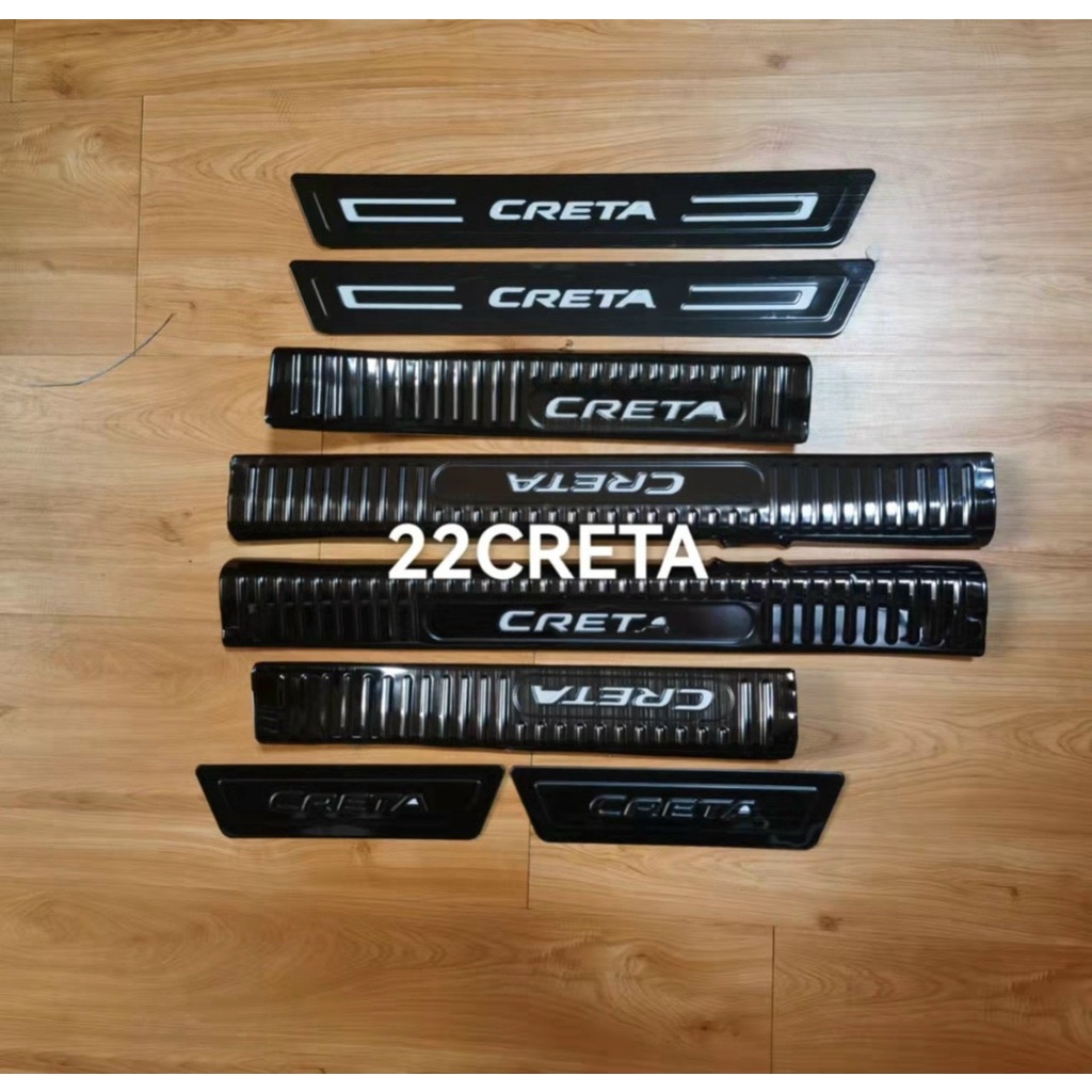 Ốp bậc cửa xe Hyundai Creta 2022-2023, Nẹp bước chân ô tô Creta ,Chất liệu Titan cao cấp.