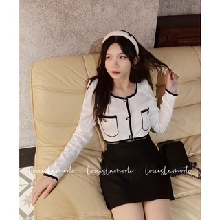 ( ẢNH CHÍNH  CHỦ )Set Áo Dạ Croptop Kèm Chân Váy