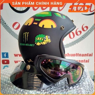 Mũ Bảo Hiểm 3/4 PGK Tem Rùa Tặng kính phượt UV400 7 màu - ASA HELMETS