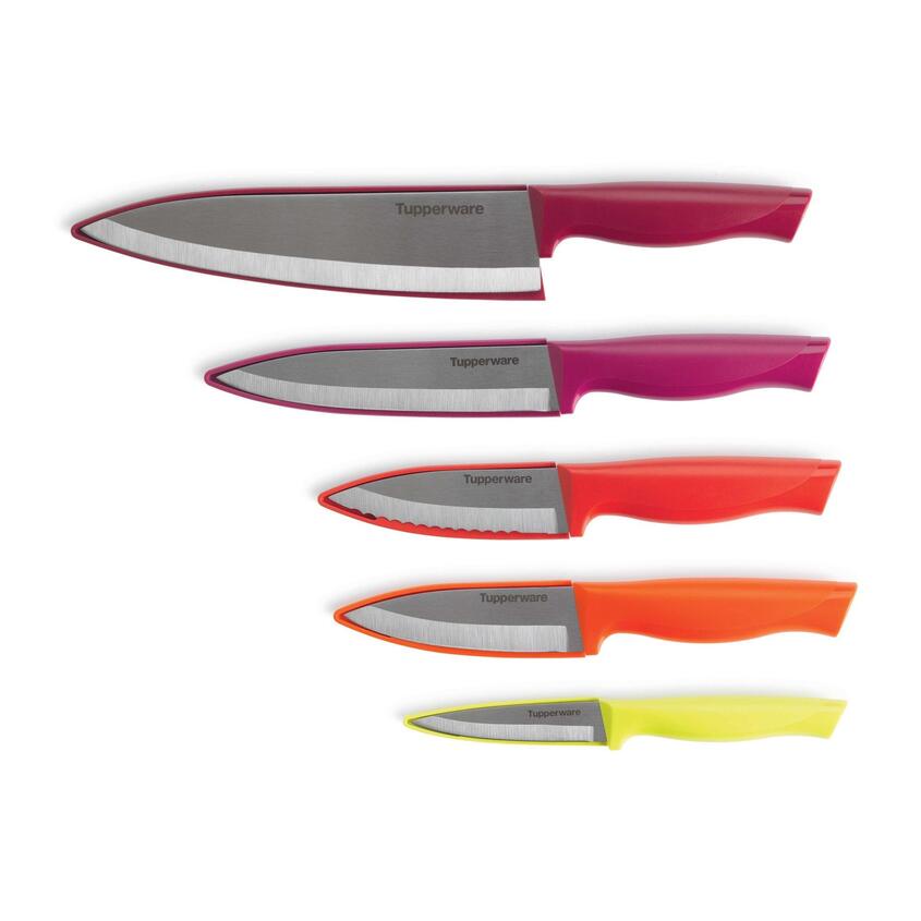 Bộ dao Essential Knives 5 món - Dao có vỏ, lưỡi thép không gỉ chính hãng Tupperware - Luxury Kitchen