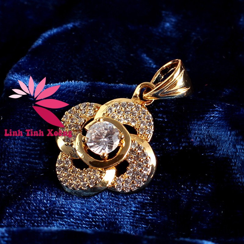 Mặt dây chuyền nữ mạ vàng hình hoa mai đính đá cao cấp - MK218