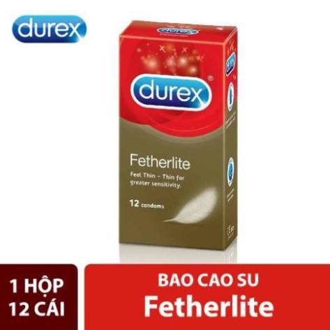 [Hàng Chính Hãng]  Bao cao su Durex Fetherlite Size 52mm - Hộp 12 cái, Bcs Siêu Mỏng, Nhiều Gel Kéo Dài Thời Gian Yêu.