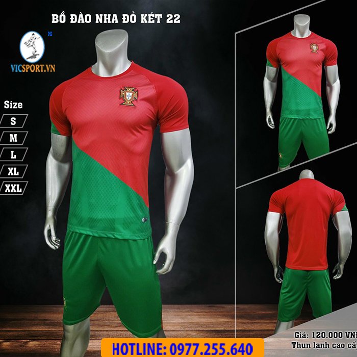Áo Đá Bóng, Quần Áo Đá Banh Đội Tuyển Bồ Đào Nha 22-23 Thun Lạnh Thoáng mát- Vicsport