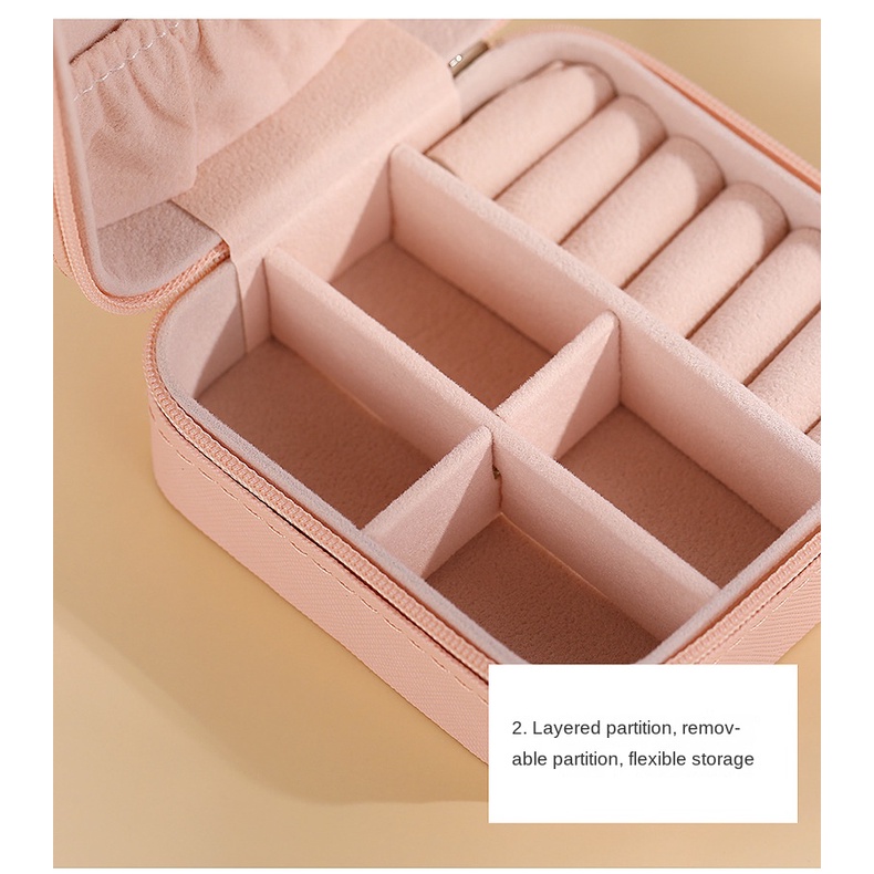 Hộp Đựng Trang Sức Du Lịch Bằng Vải Nhung Có Khóa Kéo Tiện Lợi