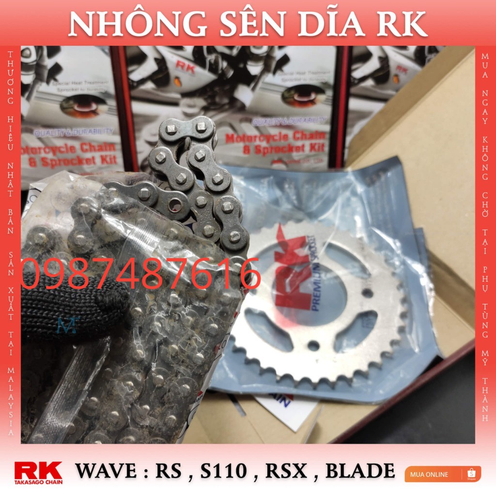 Nhông sên dĩa RK xe Wave RS thương hiệu Nhật Bản B & P Giá sốc Giá sốc