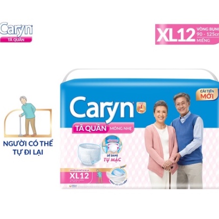 Tã quần người lớn Caryn bỉm quần gói lớn size M32 L28 XL12 Mỏng Nhẹ Chống Tràn