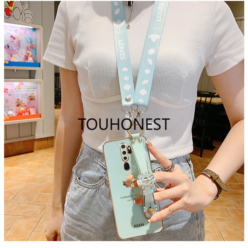 Ốp Điện Thoại Silicone Cao Su Mềm Có Dây Đeo Cho Oppo A9 2020 A5 2020 Oppo A7 A8 A12 A31 A5S Oppo F11