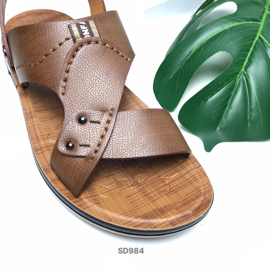 Sandal nam BQ ❤️FREESHIP❤️ Dép quai hậu nam da bò quai lật SD984