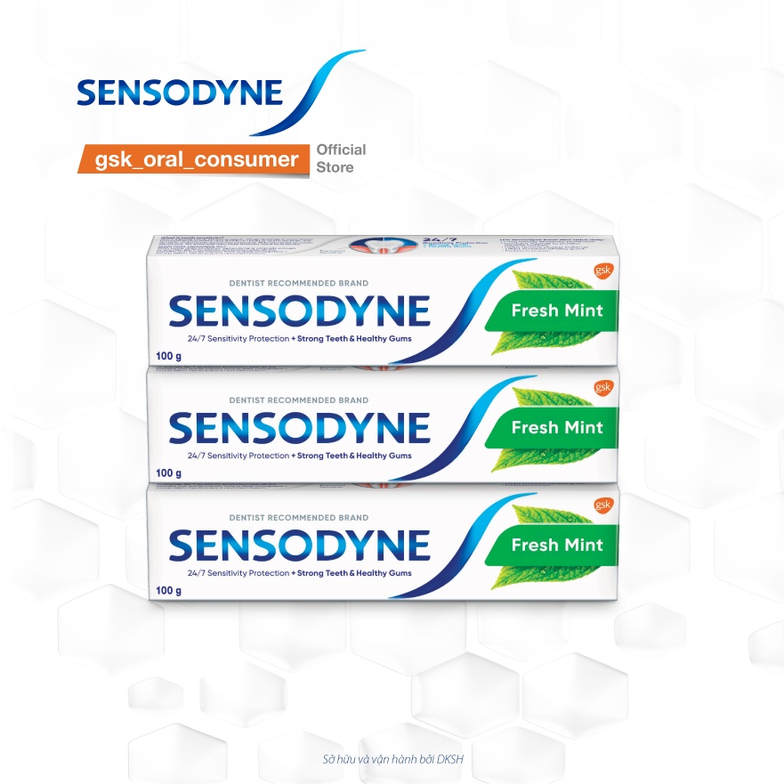 Bộ 3 Kem đánh răng Sensodyne Freshmint 100g