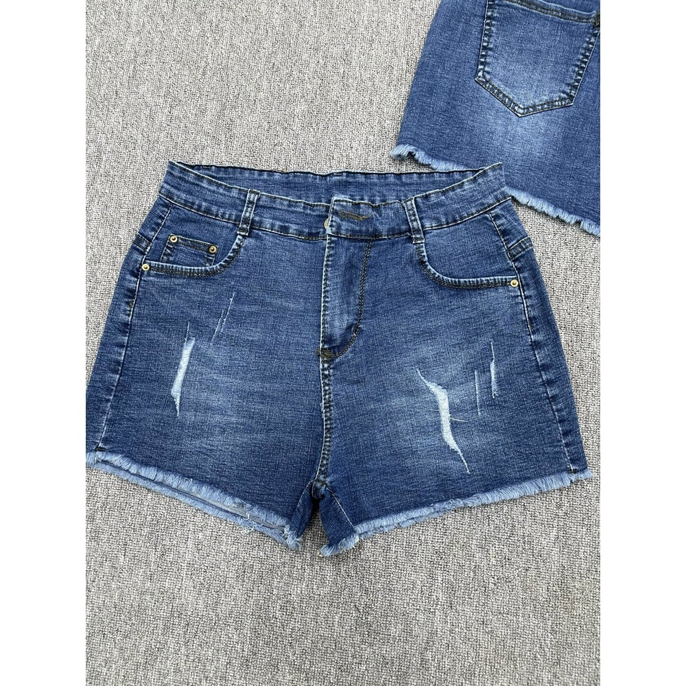 [Bigsize] Quần Sọt Jean Nữ Hàng Co Giãn Rách Tua Lai Màu Xanh Từ 60-85kg Mã 4278