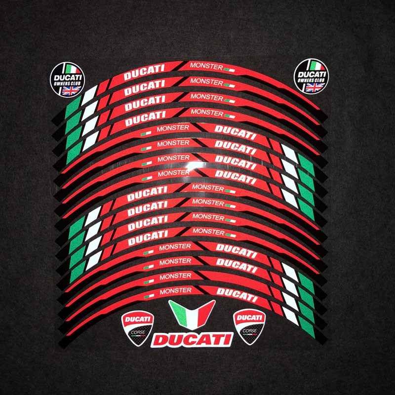 Sticker Phản Quang 17" Dán Trang Trí Viền Bánh Xe Mô Tô Ducati MONSTER M400 600 620 750 750IE 900