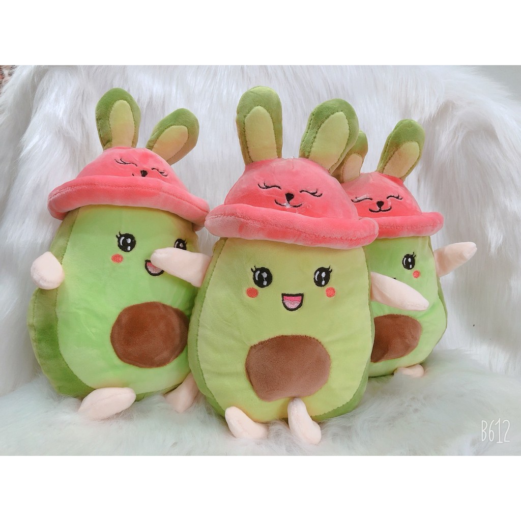 Gấu bông bơ đội nón thỏ hồng size 40cm