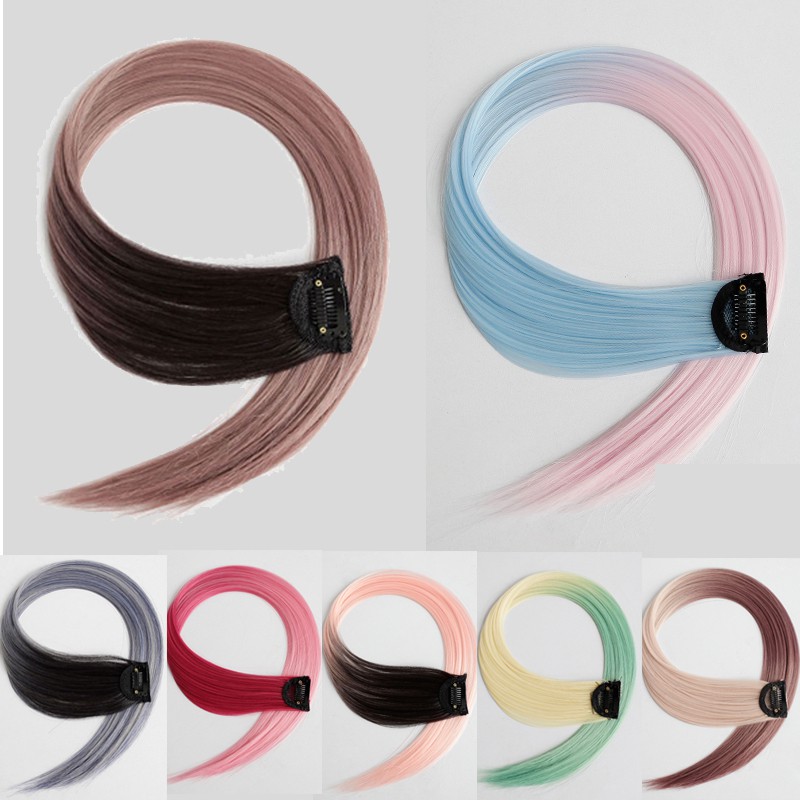 Tóc Giả Thẳng Nhuộm Ombre Tím Hồng Thời Trang Nữ Tính