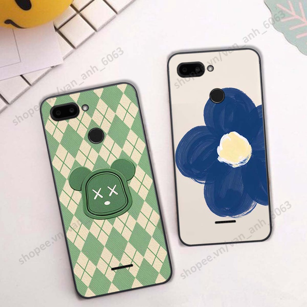Ốp lưng Xiaomi Redmi 6 in hình hoa, gấu rich bear nghệ thuật, thời trang