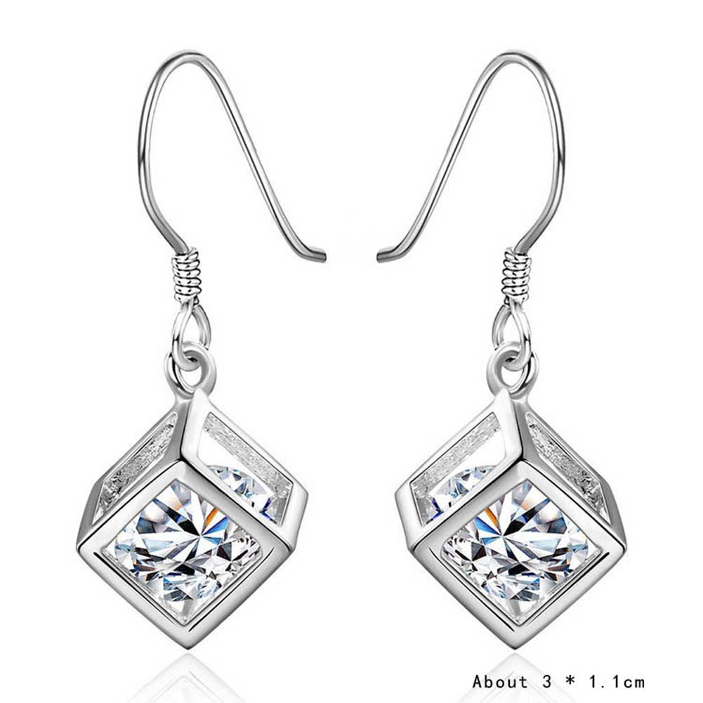 1pair Earring Crystal Cube Shape Earrings
