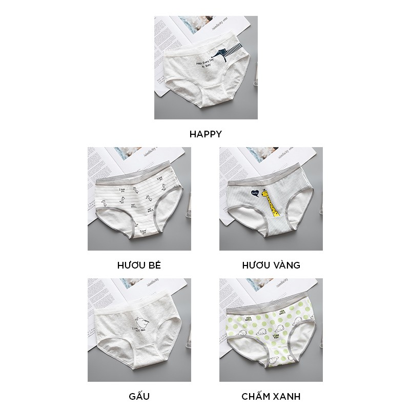 Quần lót nữ cotton cao cấp co giãn kháng khuẩn in hình đáng yêu dễ thương QL36 | BigBuy360 - bigbuy360.vn