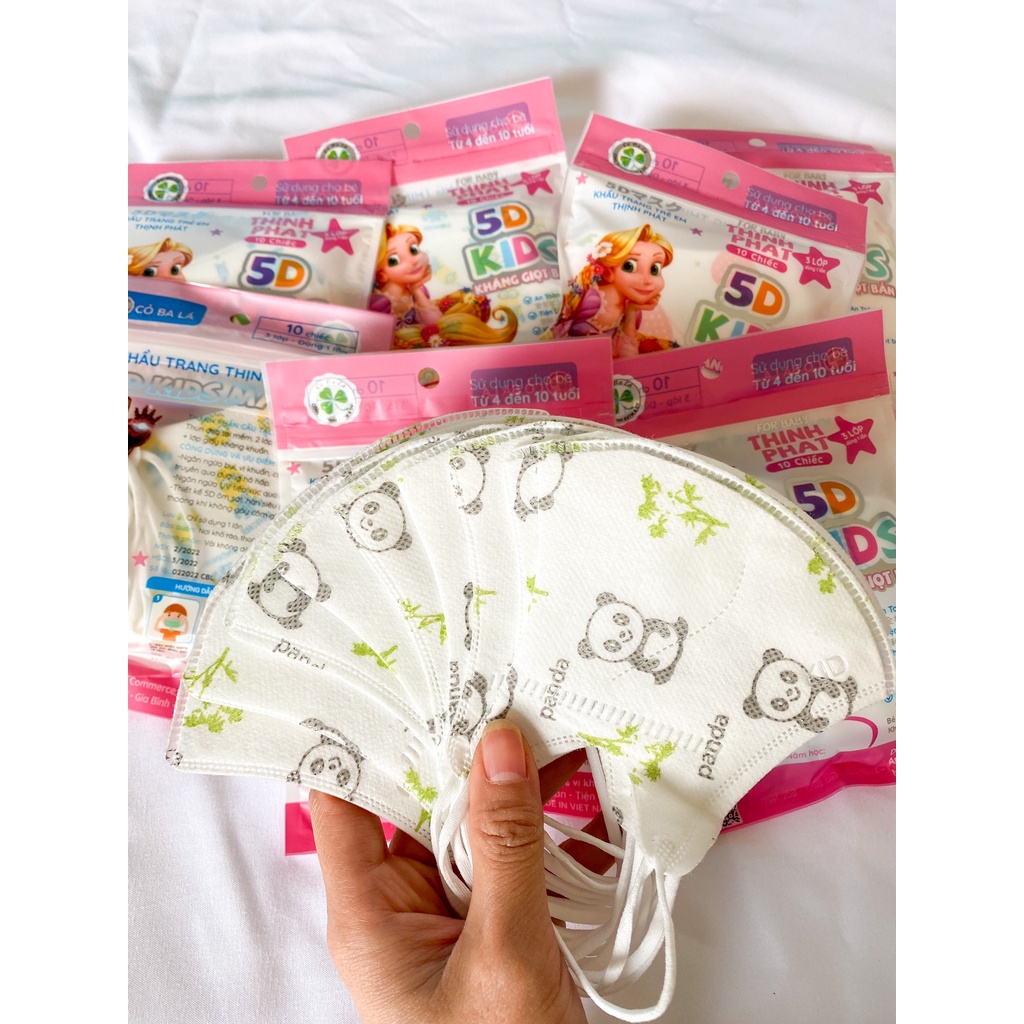 (Túi 10 chiếc) Khẩu Trang cho bé 5D KIDS Thịnh Phát Công Nghệ Dập Hàn Quốc, Thiết Kế Thời Trang, Kháng Khuẩn