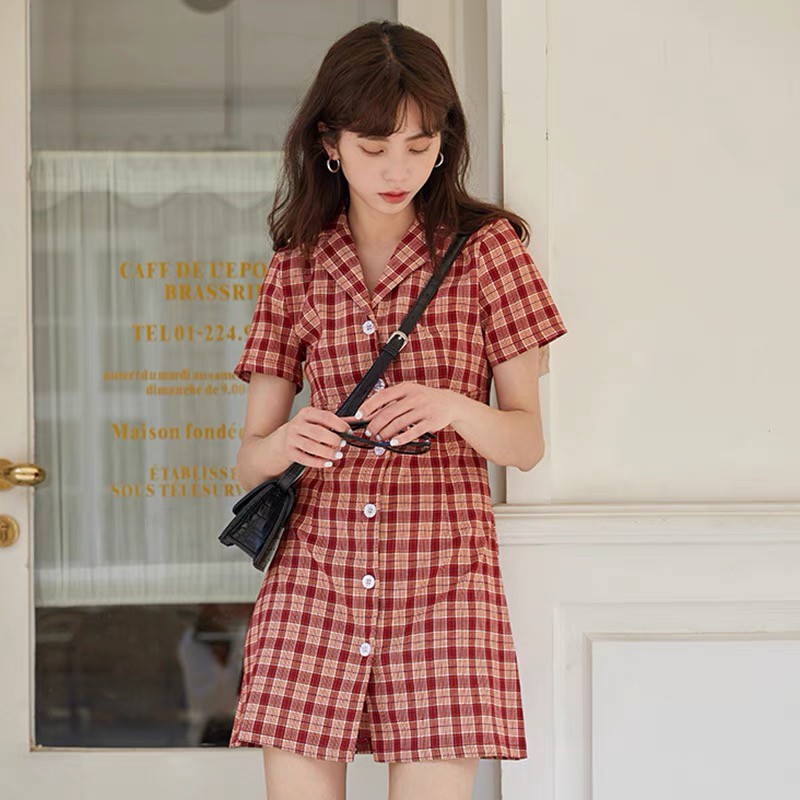 [order] váy kẻ caro