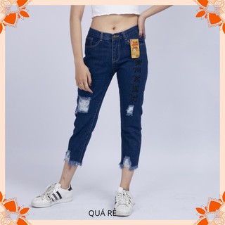 Quần Jean Nữ Begy Chữ Thái Chân Tua Màu Đậm Co Giãn Thời Trang Cao Cấp Giãn QR07. HALOGYM_SHOP