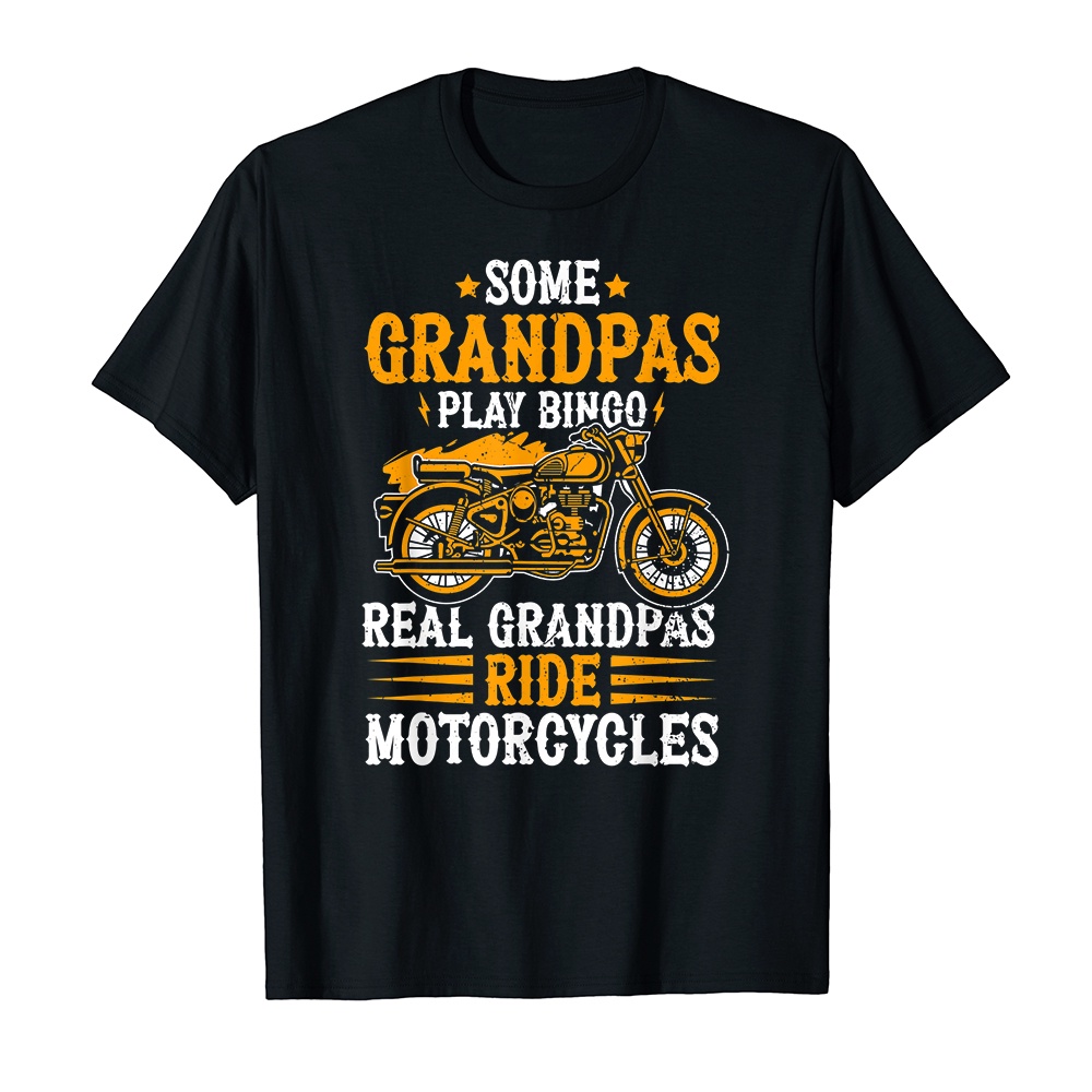 Áo Thun Cotton Unisex HTFashion In Hình Mens Real Grandpas Ride Motorcycles Tee Biker Grandpa Father - 9490