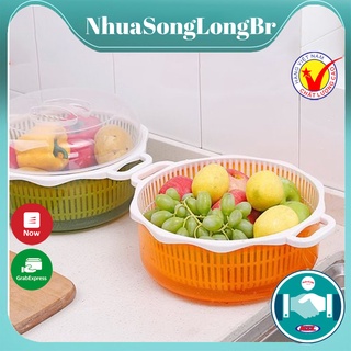 Bộ rổ chậu tròn 3 chi tiết có nắp đậy nhựa Song Long 2896 đa năng,tiện lợi cho mọi gia đình_ Buôn rẻ 01201