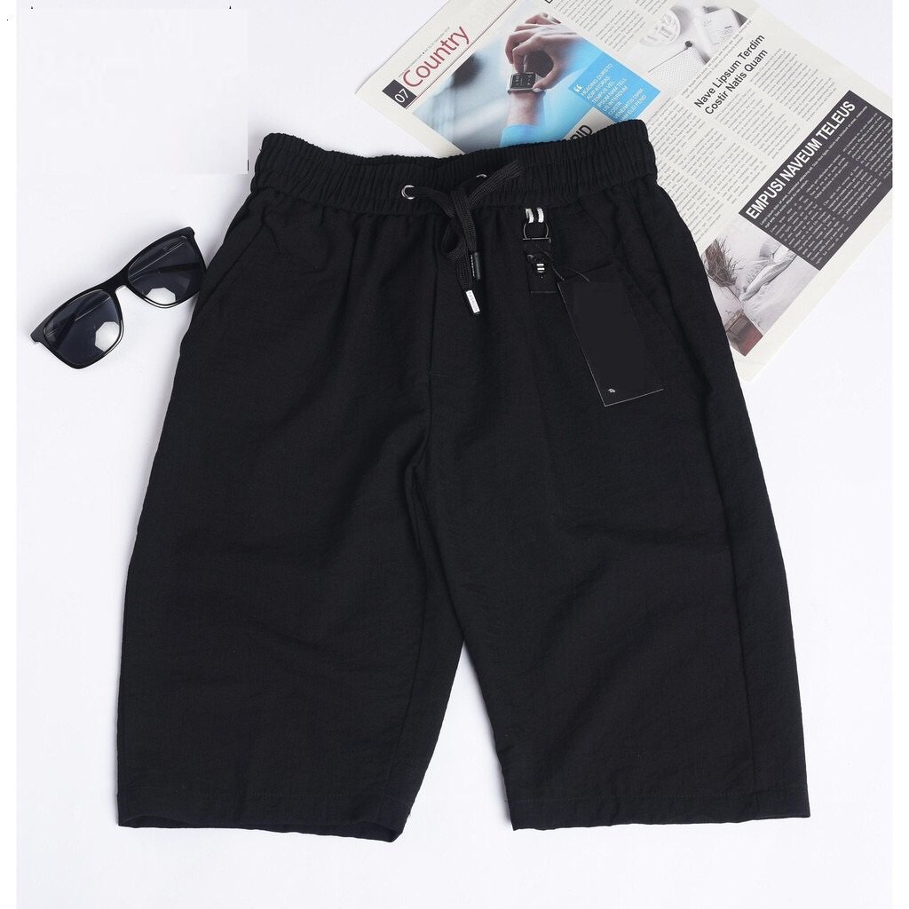 Quần đùi nam,Quần short nam dáng lửng vải đũi QD03