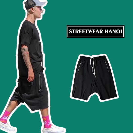 ™[BLACK FRIDAY]  - Quần shorts ngắn Harem màu đen 20SS dáng thụng 100% cotton