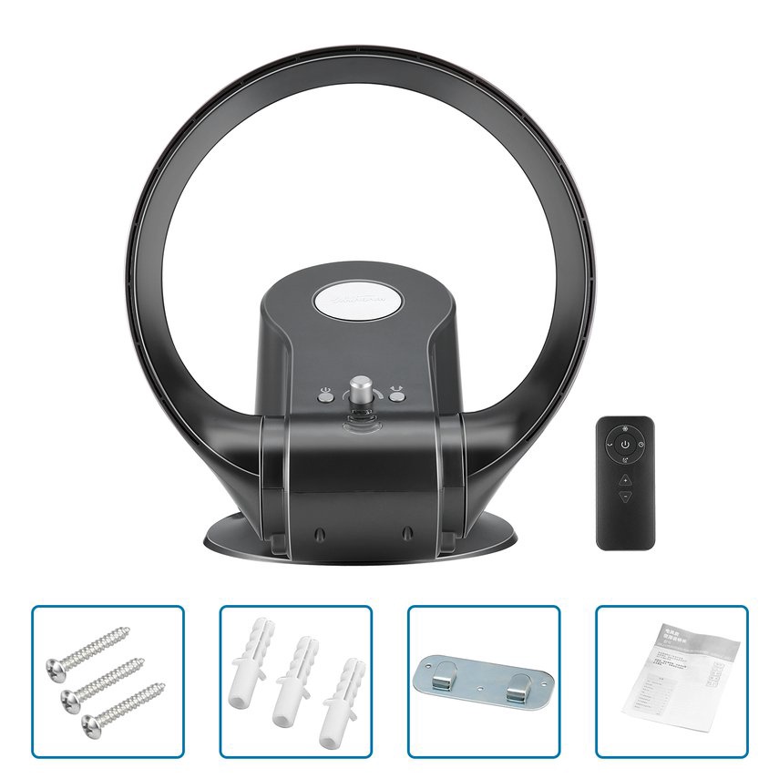 Quạt treo tường không cánh SKJ có ĐIỀU KHIỂN TỪ XA - quạt không cánh để bàn cung cấp gió tự nhiên