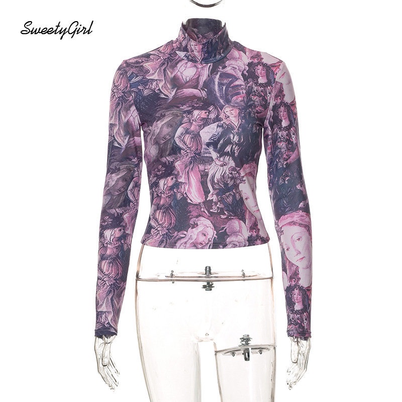 Áo Thun Tay Dài Cổ Cao Dáng Ôm Nhiều Màu Sắc Ngọt Ngào Thời Trang 2022 Cho Nữ