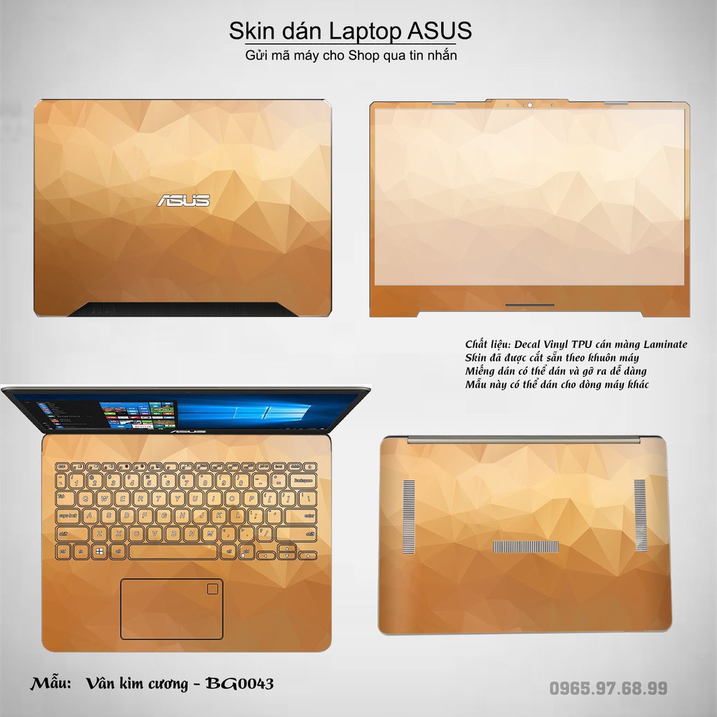 Skin dán Laptop Asus in hình Vân kim cương nhiều mẫu 2 (inbox mã máy cho Shop)