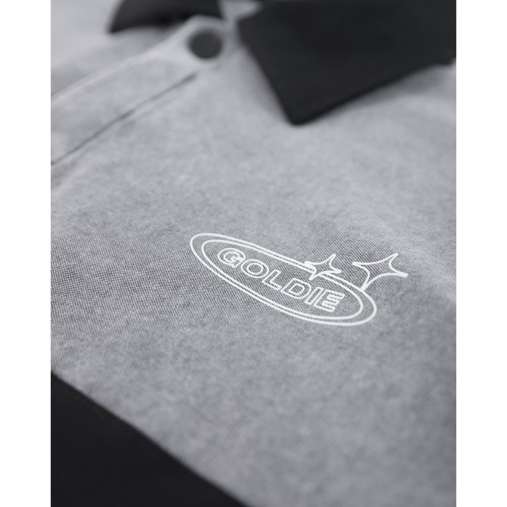 [Mã INCU50 giảm 50K đơn 250K] Áo polo 'GOLDIE PANELED POLO' giặt mài ghép mảnh màu xám tro | BigBuy360 - bigbuy360.vn