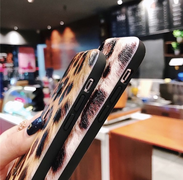 - XS MAX XR X 7 8 7plus 6plus Ốp lưng da báo có nhẫn móc tay